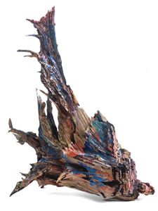 Fish 22x20x5 in. driftwood, acrylic paint, china ink